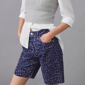 🆕 Pilcro Anthropologie Animal Print Denim Bermuda Shorts